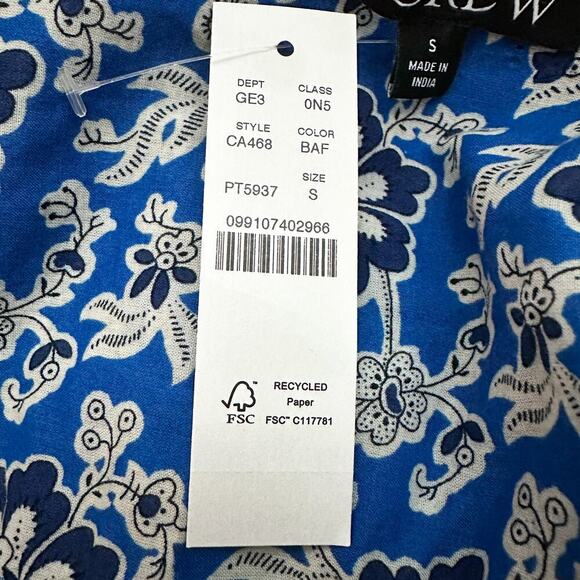 J. Crew Tiered Tie Front Floral Beach Dress NWT Size S Cobalt Blue - Picture 11 of 13